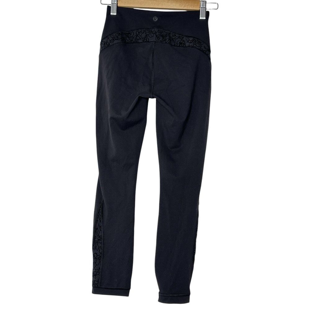 Lululemon Wunder Under High-Rise Tight* Flocked 23" Black Women SIZE: 4 Gym‎